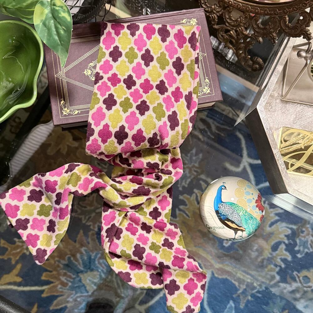 Vera Bradley Plum‎ Crazy Silk Cashmere Blend Scarf - Quatrefoil Mosaic Knit